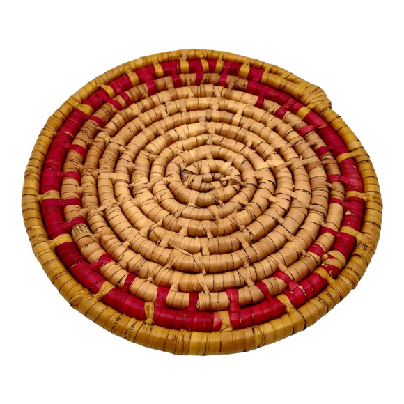 4 Handcrafted Vintage African Coil Basket Woven Wicker Rattan Trivets Wall Decor - Picture 14 of 16